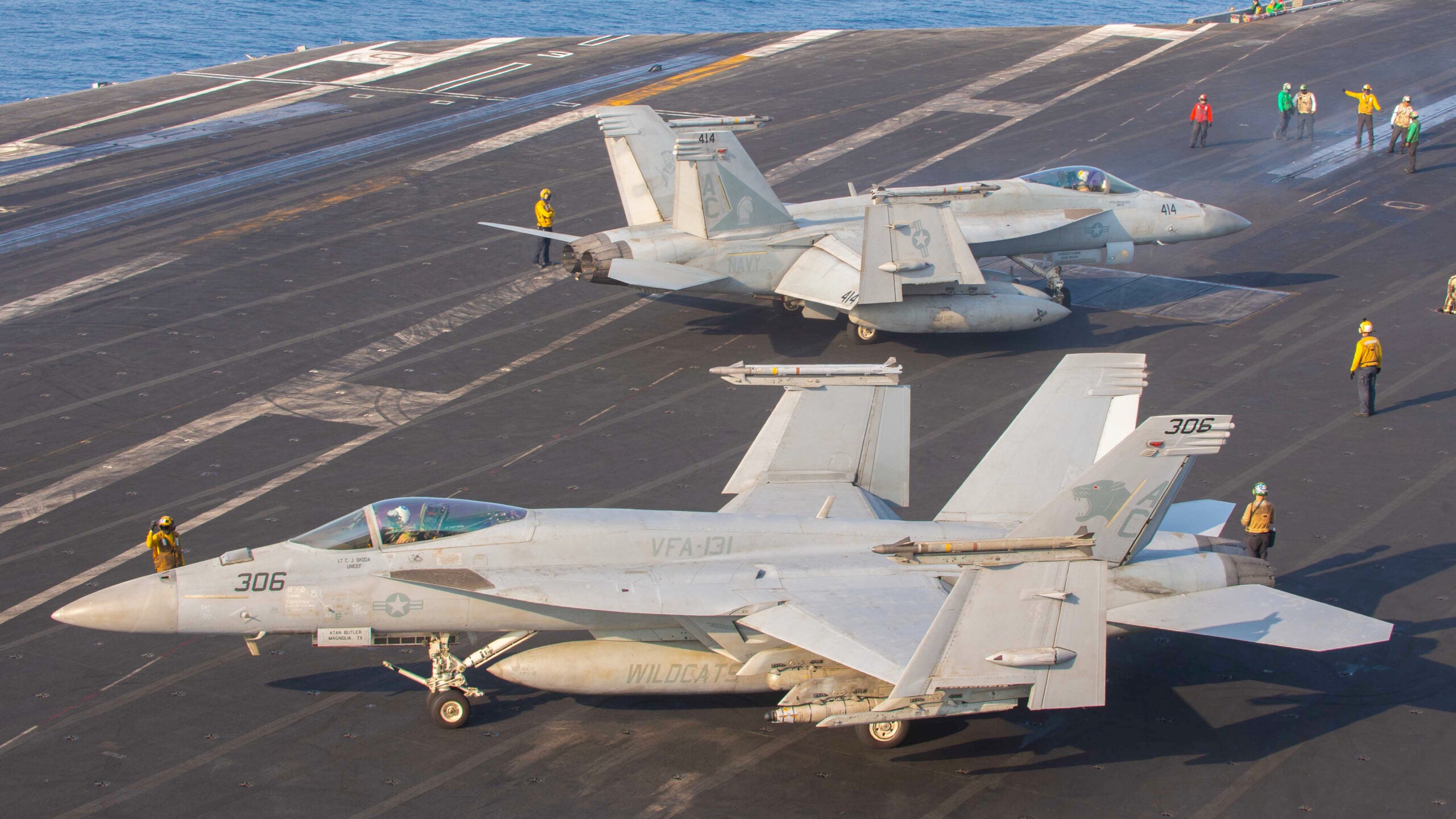 240305-N-IX647-2062 RED SEA (March 05, 2024) An F/A-18E Super Hornet, attached to the 