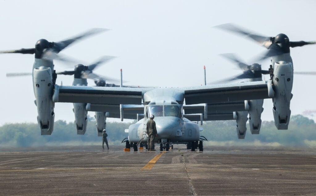 U.S. Marine Corps MV-22B Ospreys assigned to Marine Medium Tiltrotor Squadron 363 (VMM-363), 1st Marine Aircraft Wing, arrive at Subic Bay International Airport ahead of Balikatan 22 in the Philippines, Mar. 19, 2022. Balikatan is an annual exercise between the Armed Forces of the Philippines and U.S. Military designed to strengthen bilateral interoperability, capabilities, trust, and cooperation built over decades shared experiences. Balikatan, Tagalog for ‘shoulder-to-shoulder,’ is a longstanding bilateral exercise between the Philippines and the United States highlighting the deep-rooted partnership between both countries. Balikatan 22 is the 37th and largest-ever iteration of the exercise and coincides with the 75th anniversary of U.S.-Philippine security cooperation and a shared commitment to advancing peace and stability in the Indo-Pacific region. (U.S. Marine Corps photo Chief Warrant Officer 2 Trent Randolph)
